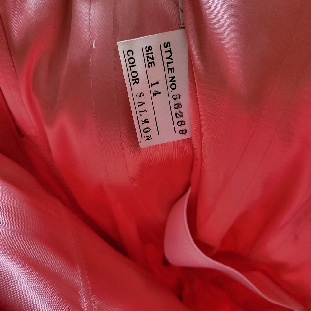 Strapless Salmon Graduation Gown